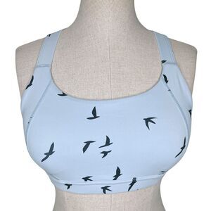 Oiselle Lesko Sports Bra sz 6 * Blue Birds Crossback Running Gym Workout Sporty